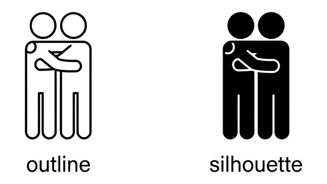 Two Figures, Outline and Silhouette: A graphic representation depicting two simplified human figures side-by-side, one shown as an outline and the other as a solid silhouette.