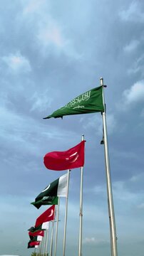 Pakistan Turkey Saudi Arabia Flags Waving, Joint Defence Agreement, Peace Security and Stability