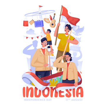 Indonesian Independence Day Celebration Vector Illustration