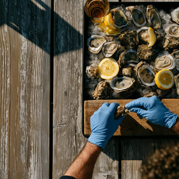 Dockside Oyster Shucking Station