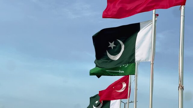 Pakistan Turkey Saudi Arabia Flags Waving, Joint Defence Agreement, Peace Security and Stability