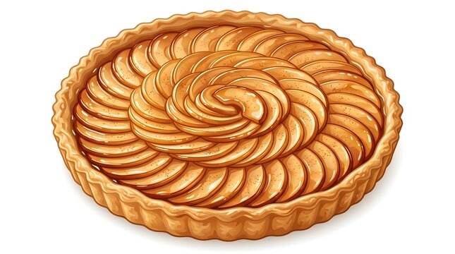 ** Delicious Baked Apple Tart with Spiral Pattern for Dessert in Rustic Kitchen Setting for Culinary Photography