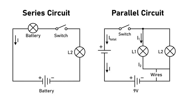 Series and parallel circuit diagrams schematic