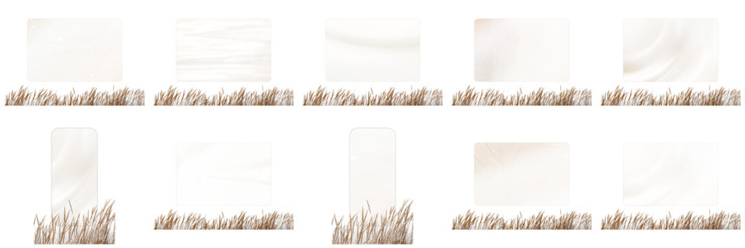 Transparent collection frosted glass frame with rounded corners and glossy reflection, isolated on a transparent background.