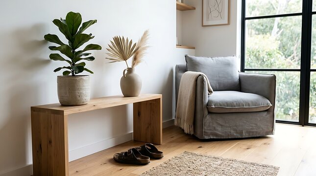 Modern living room interior with chair.