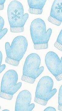 Cozy blue mittens pattern mobile wallpaper