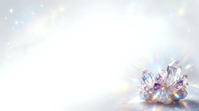 Ethereal cluster of amethyst crystals with soft bokeh light effects