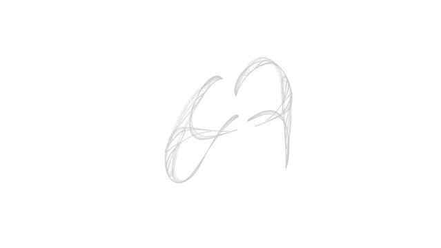 Minimalist hand drawn sketch style monogram initials forming a creative artistic logo symbol on dark surface