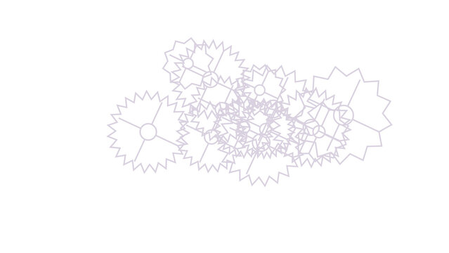 Minimalist outline drawing of interconnected light purple cogwheel gears forming a stylized industrial gear cluster