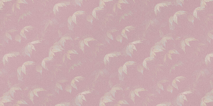 Delicate pink leaf pattern seamless texture isolated on white background