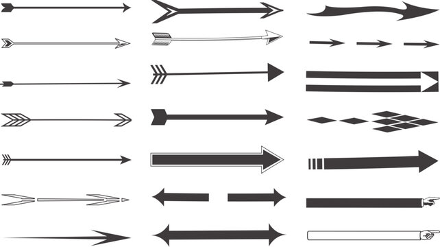 Arrow Symbols Vintage Classic Decorative Line Pointer Vector Set
