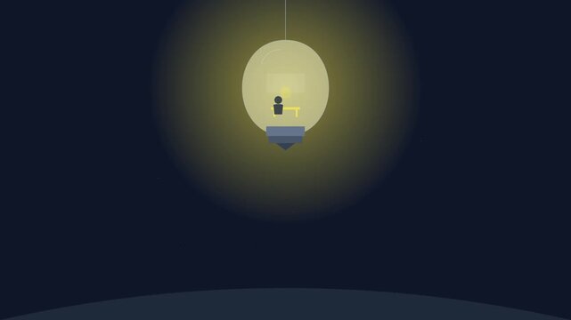 Minimalist animation of a glowing light bulb for creative ideas