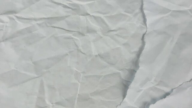 Texture of crumpled white paper sheet surface with creases and soft shadows