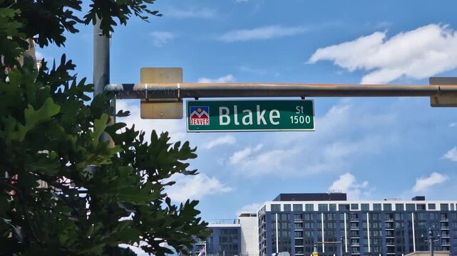 Blake Street Sign in Downtown Denver Colorado USA on Sunny Summer Day