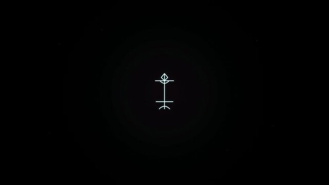 Minimalist geometric line art symbol isolated on a black background.