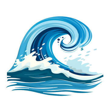 Blue Ocean Wave Vector Illustration in Flat Design Style