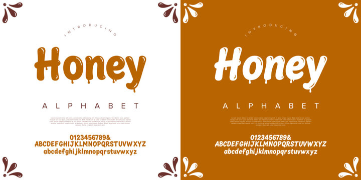 Honey Sweet Dripping Melted Font Style Fun Decorative Display Typeface For Food Branding