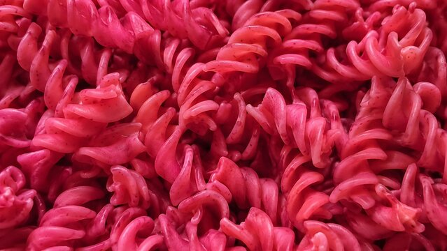 Pink Fusilli Pasta Texture