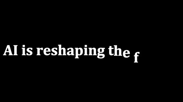 Artificial intelligence text displayed in white serif font on a pitch black background presents an incomplete message about the future.