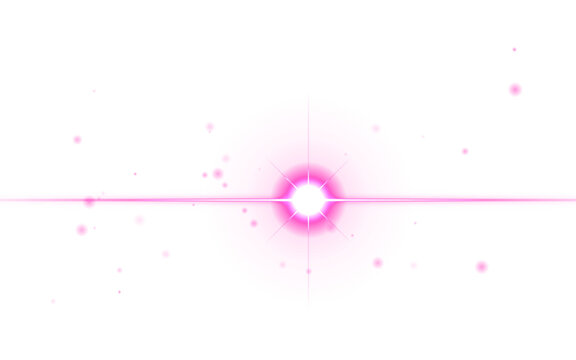 Lightning Bright pink glowing light beam with soft focus effect on Transparent Background