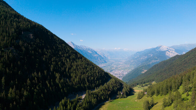 alpine landscape panorama in the evening, mountain