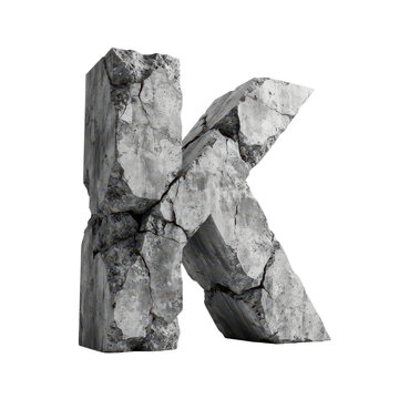 Letter K made of cracked concrete