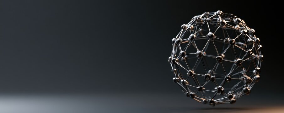 A physical neural network sphere made from connected metallic nodes, representing confident data-supported decisions.