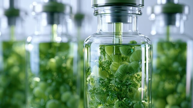 Probiotic bacteria growing in controlled fermentation vessels, food biotechnology laboratory concept