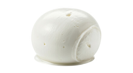 Fototapeta premium Fresh mozzarella ball with subtle texture resting on a clean surface during studio lighting isolated on transparent background