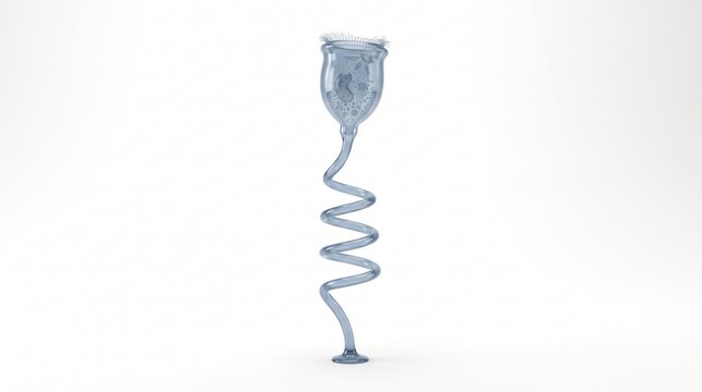 Vorticella ciliate organism simple portrait white background