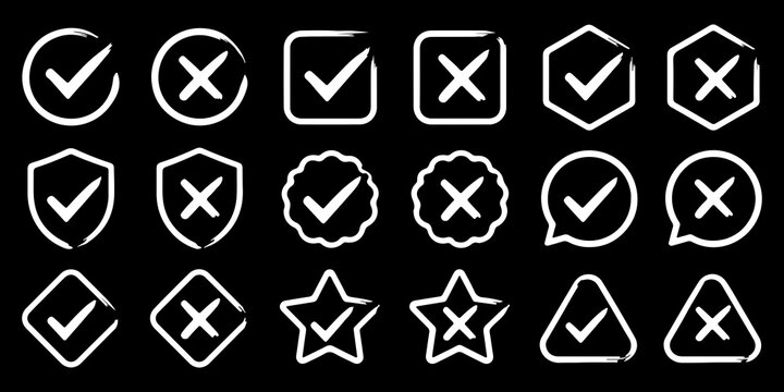 checkmark and X mark icon. check and uncheck icon vector. validation icon vector. for apps and websites.
