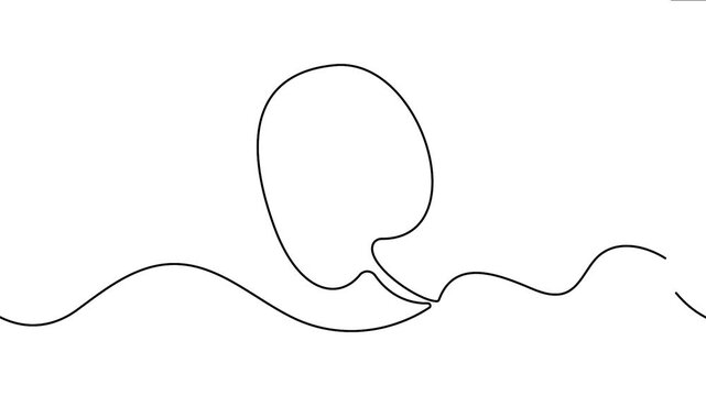 One line drawing continuous motion oval speech bubble outline animation loop minimal concept