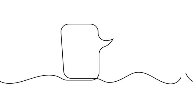 Continuous line drawing explosion comic speech bubble outline animation loop white background
