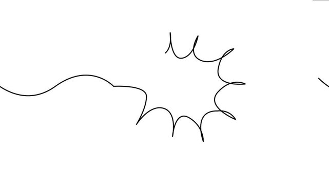 Continuous line drawing rectangle speech bubble animation loop minimal line art comic element