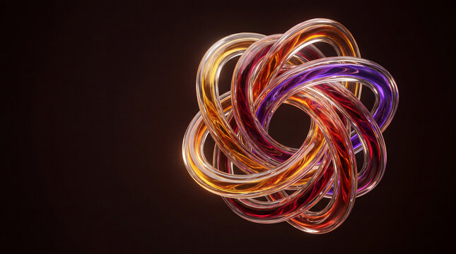 Radial 3D glass knot blooming like a glowing flower
