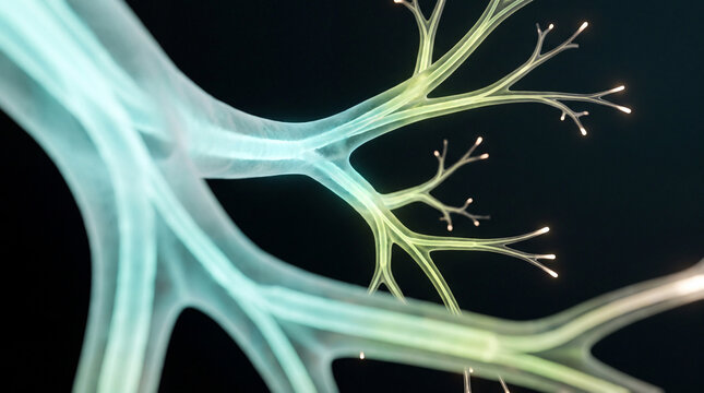 Symmetrical 3D branch tips glowing in the dark