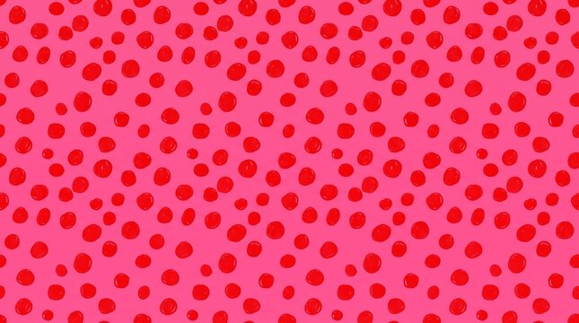 Vibrant red polka dot pattern texture on fabric.