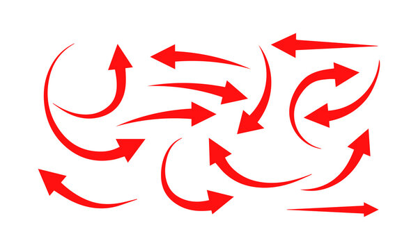 red arrows pointing in various directions on white background for design