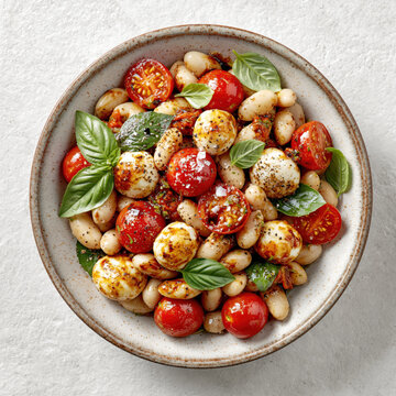 White Bean Caprese Salad with Mozzarella and Basil &ndash; AI Generative