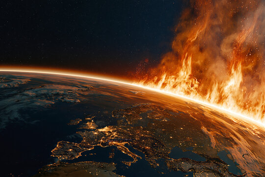 Burning Planet Earth Climate Crisis &ndash; AI Generative