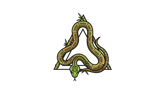 green snake in triangle, ouroboros symbol