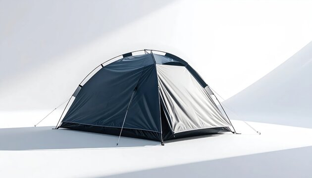 Blue and silver dome camping tent