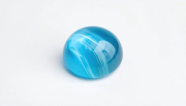 Blue striped glass marble on white.