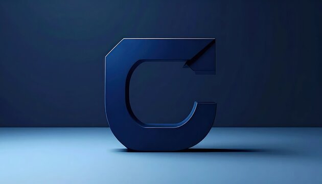 Bold 3D blue letter C on dark background