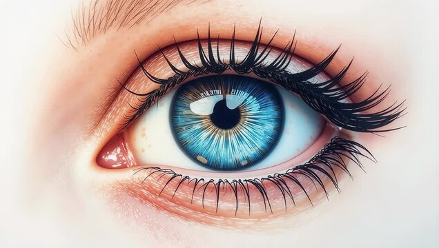 Close-Up of Beautiful Blue Eyes with Detailed Eyelashes and Iris Patterns