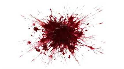 A realistic dark red blood splatter effect isolated on transparent background