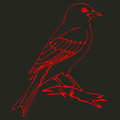 Obraz premium vector illustration of a bird on a branch