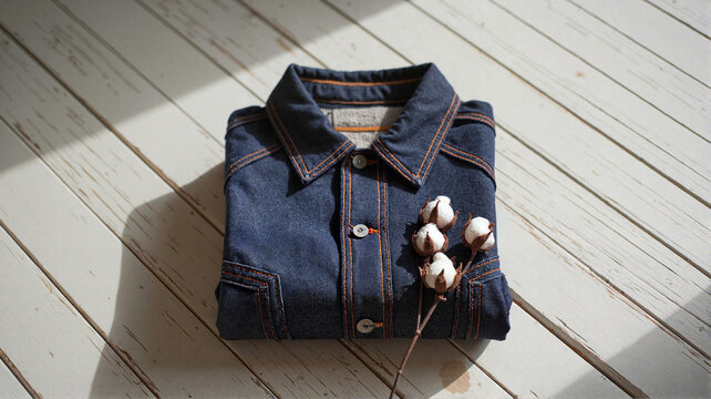 denim jacket on a wooden background