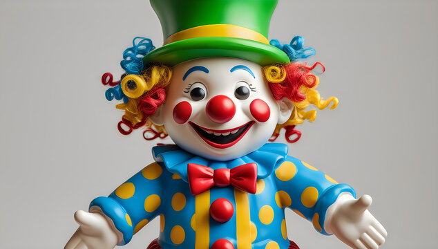 Happy colorful clown with a green hat and polka dot suit illustration