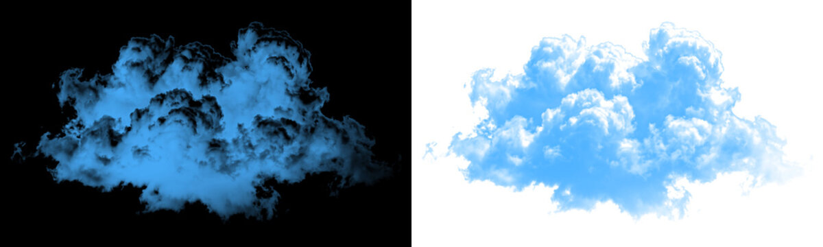 Large realistic storm cloud isolated on black and white background
